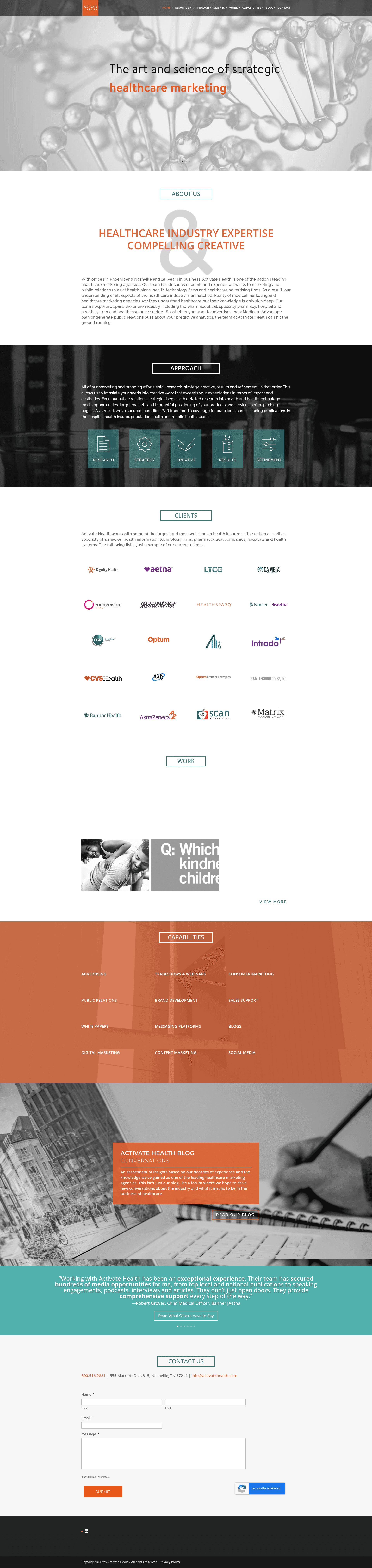 Activate Health website screenshot