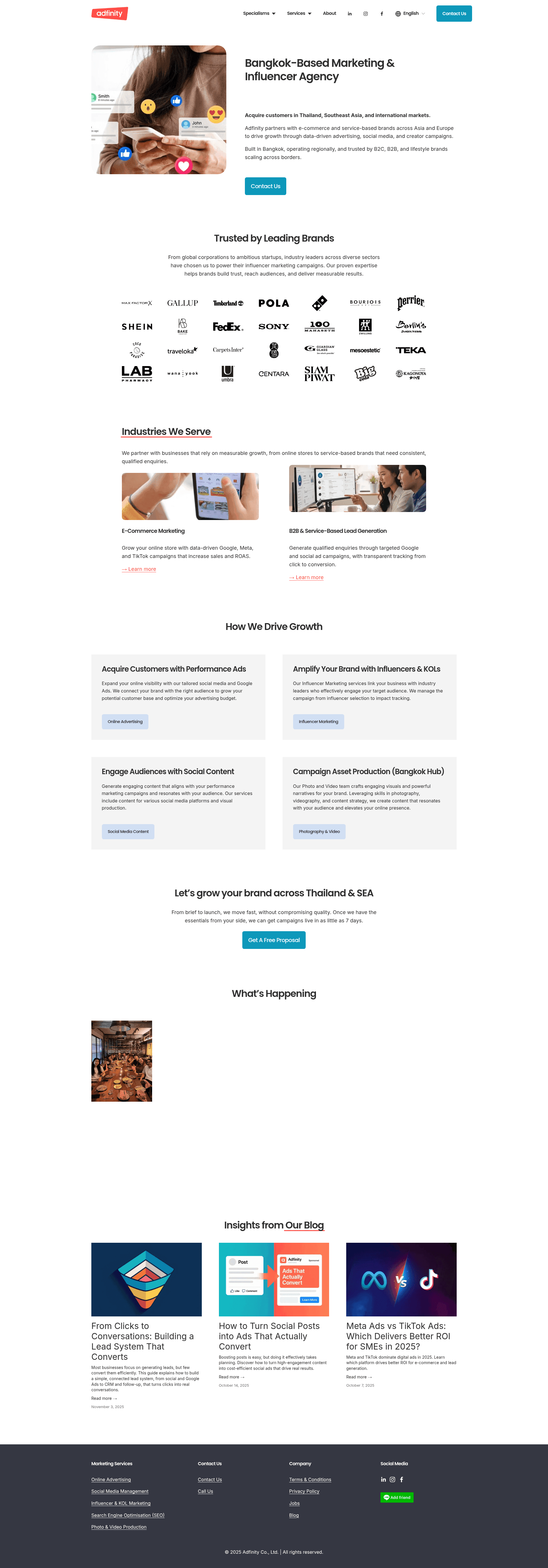 Adfinity website screenshot