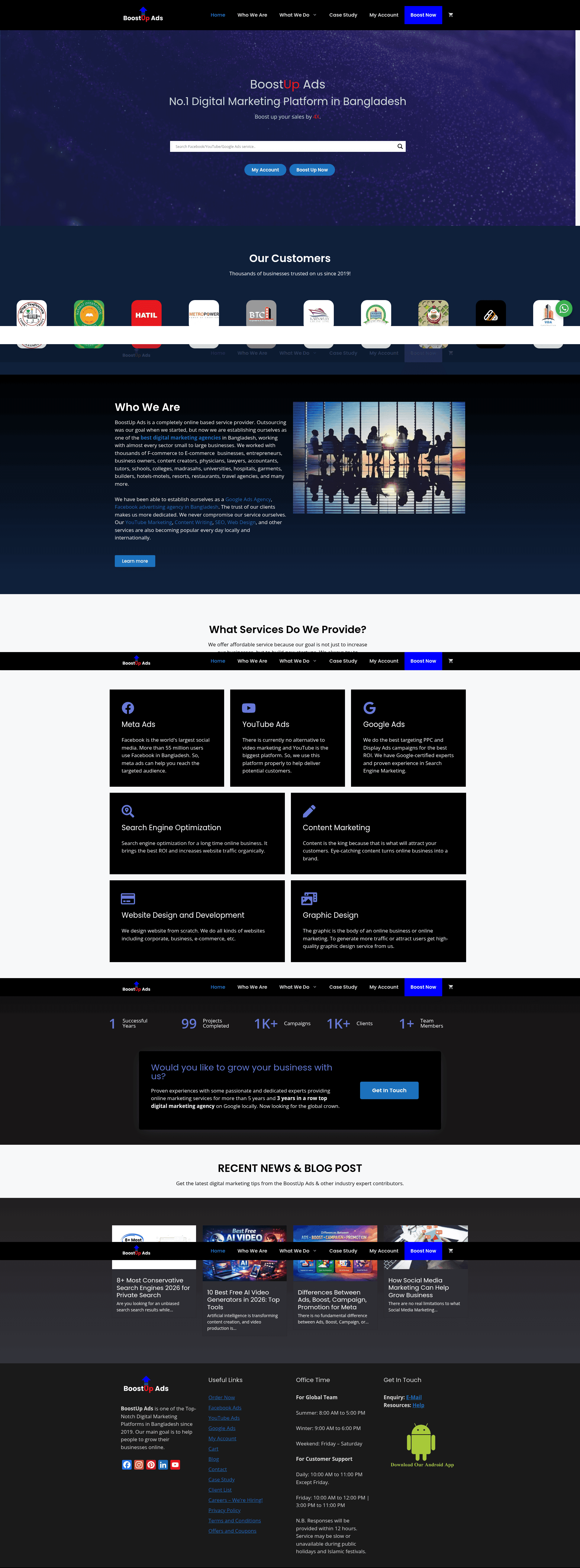 BoostUp Ads website screenshot