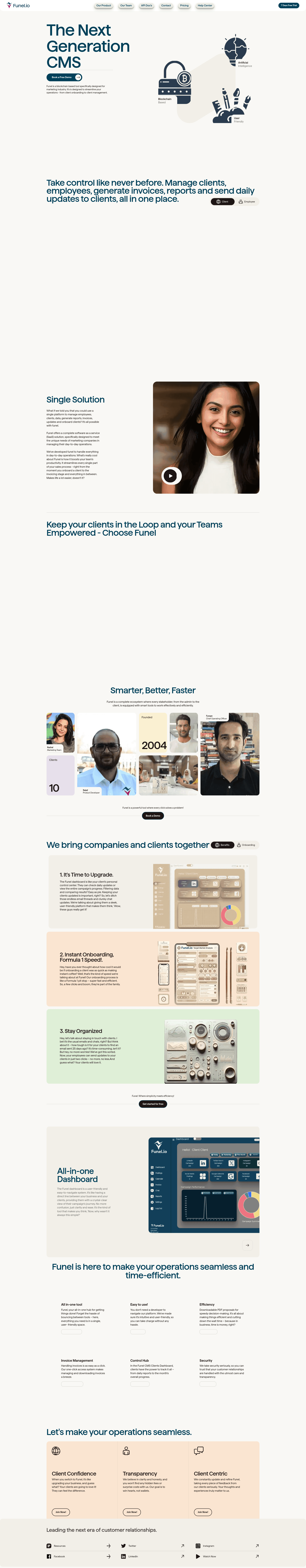 Funel website screenshot