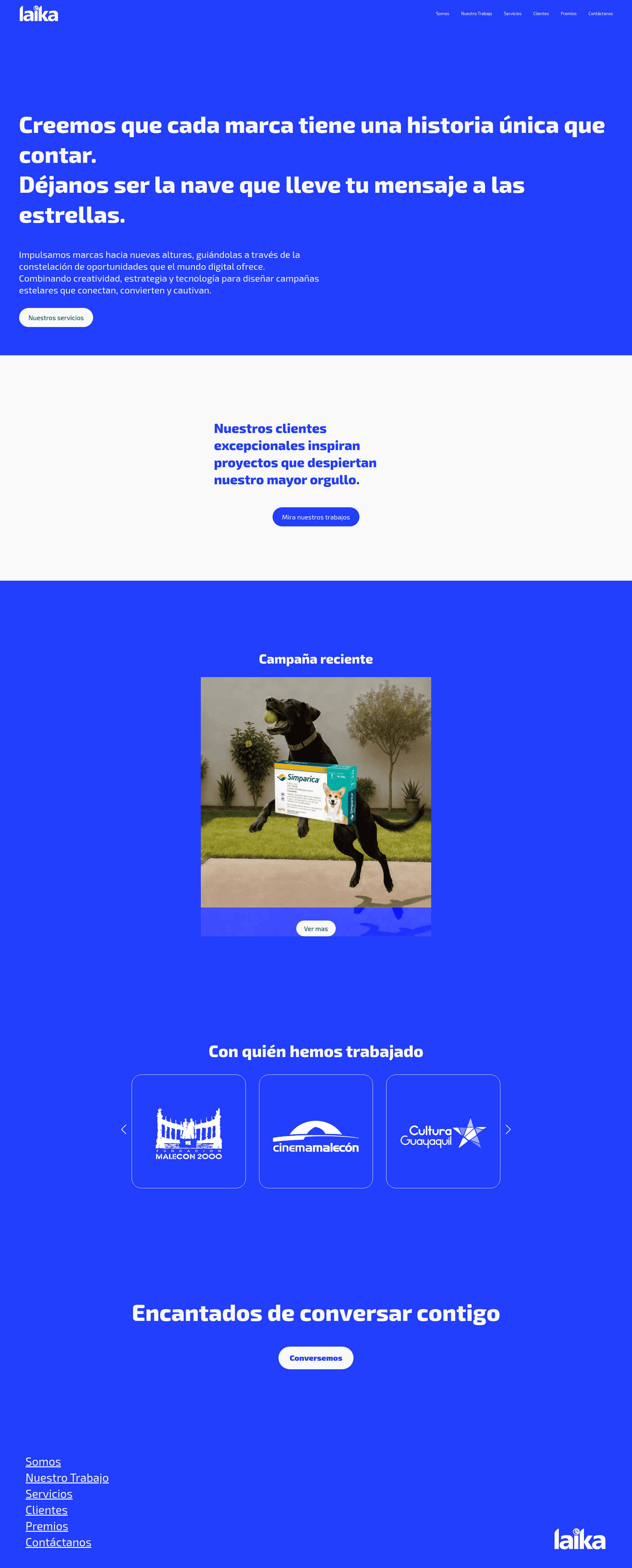 Laika website screenshot