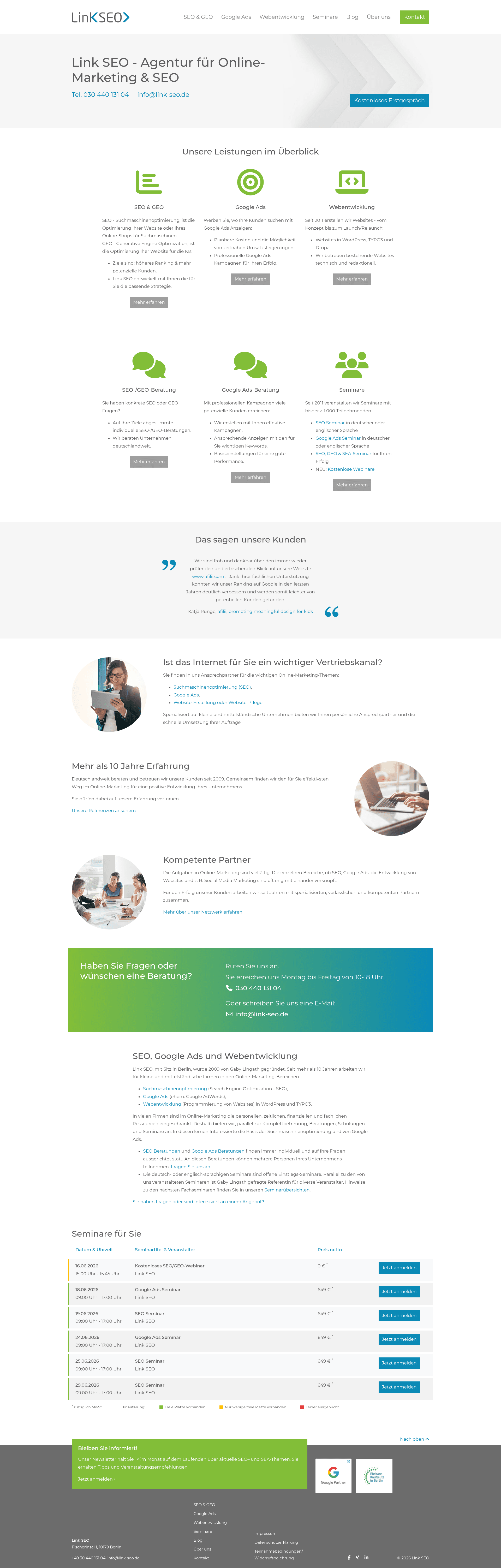 Link SEO website screenshot