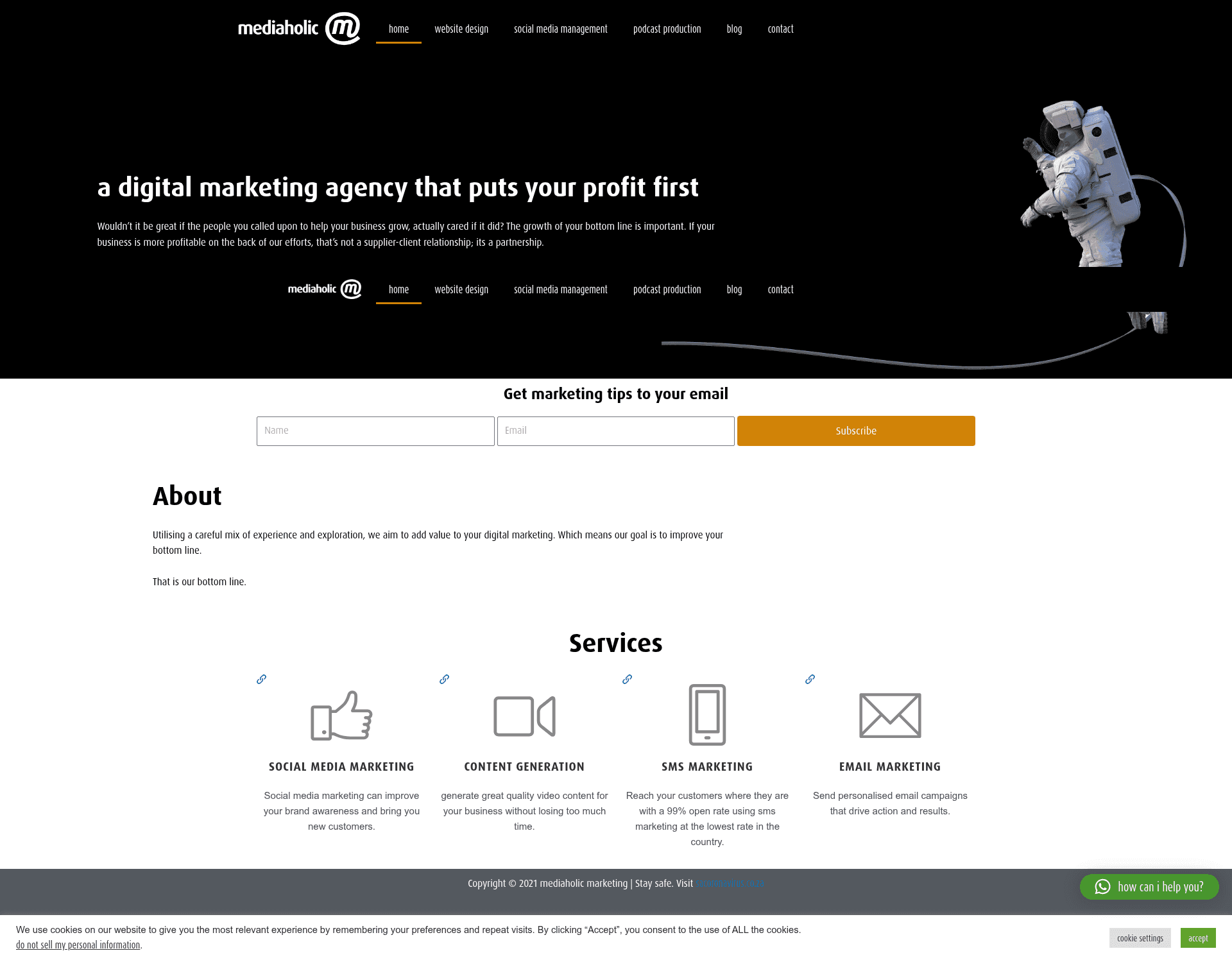 Mediaholic website screenshot