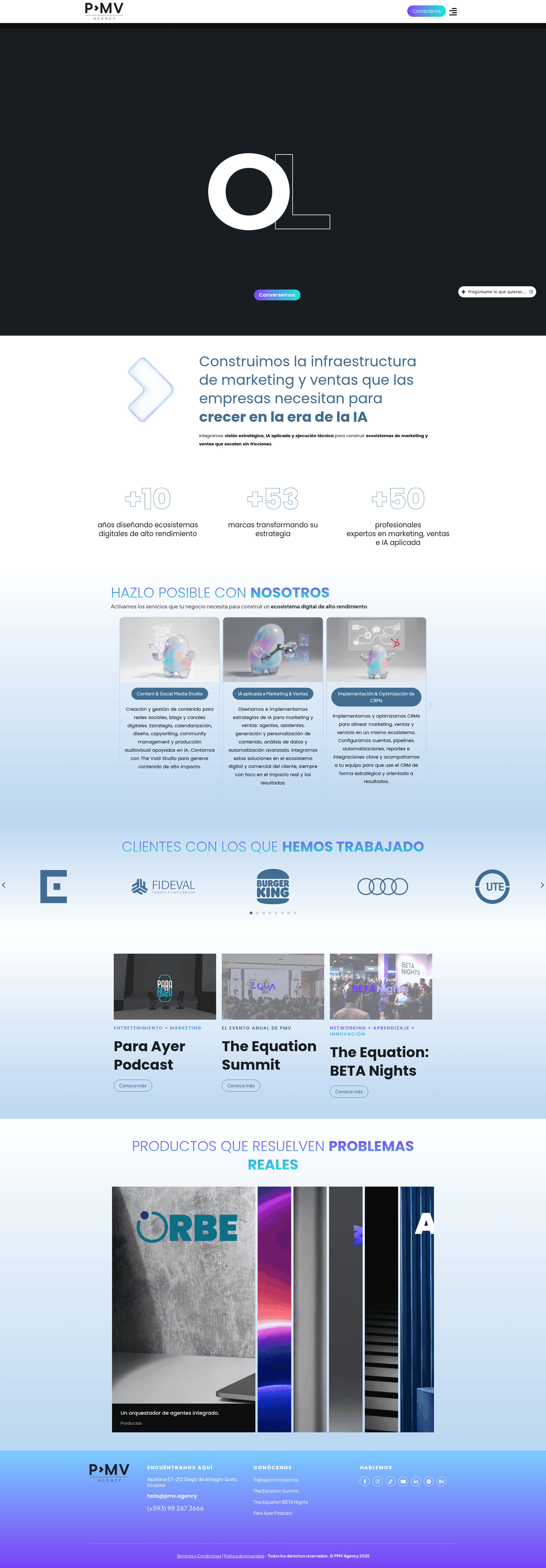 PMV agency website screenshot