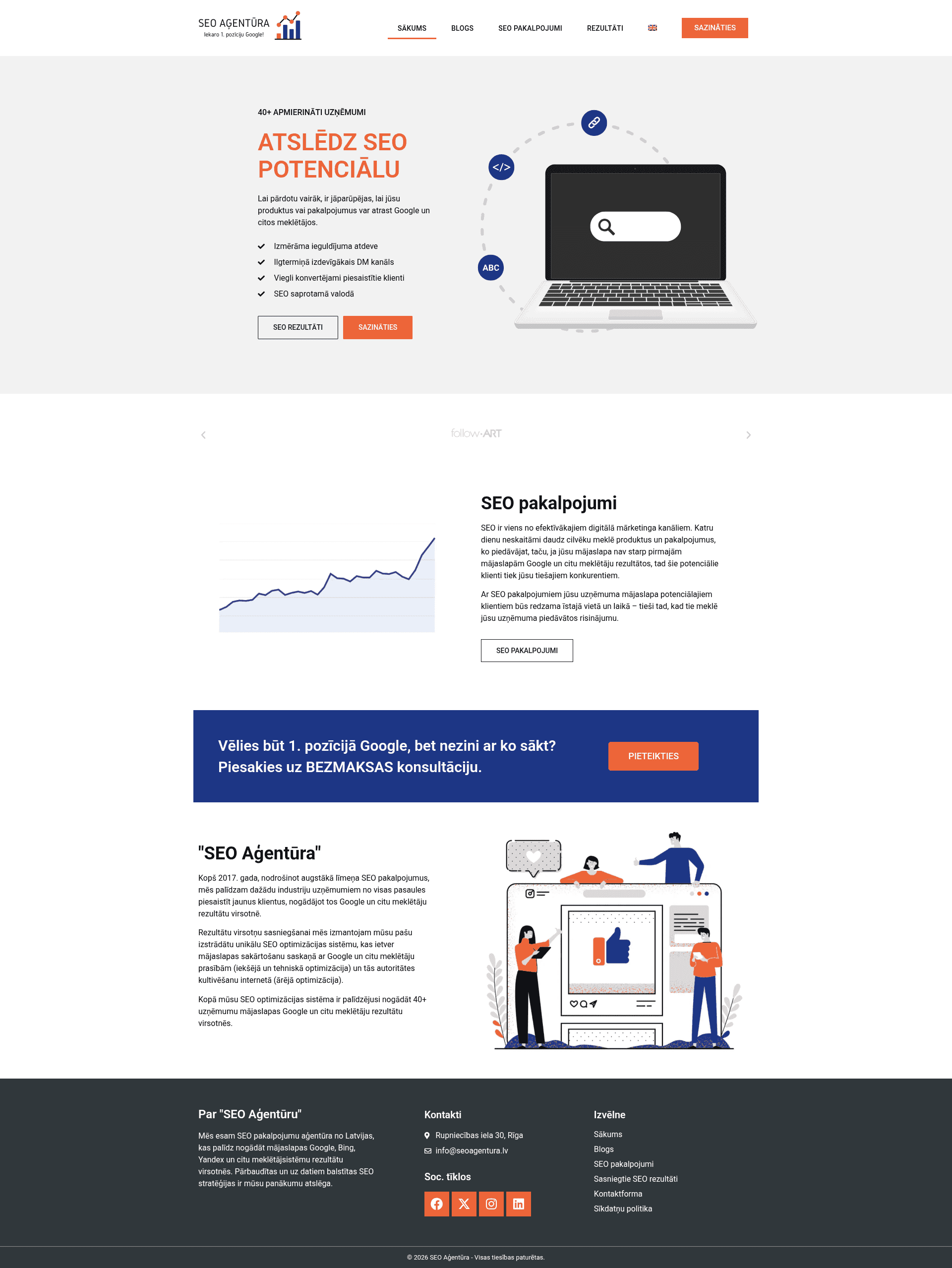 SEO Aģentūra website screenshot