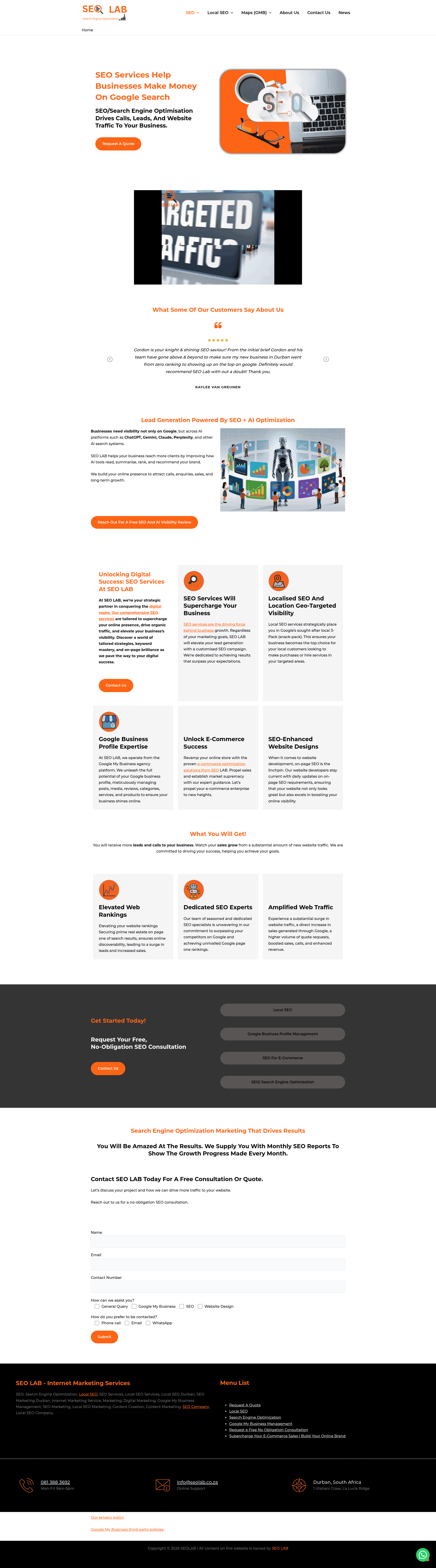 SEO LAB website screenshot