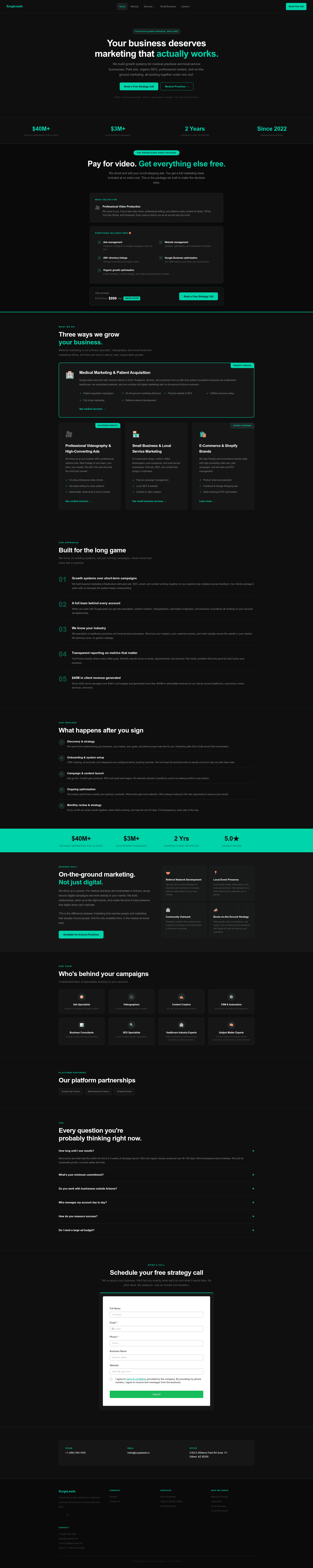 Surgeleads website screenshot