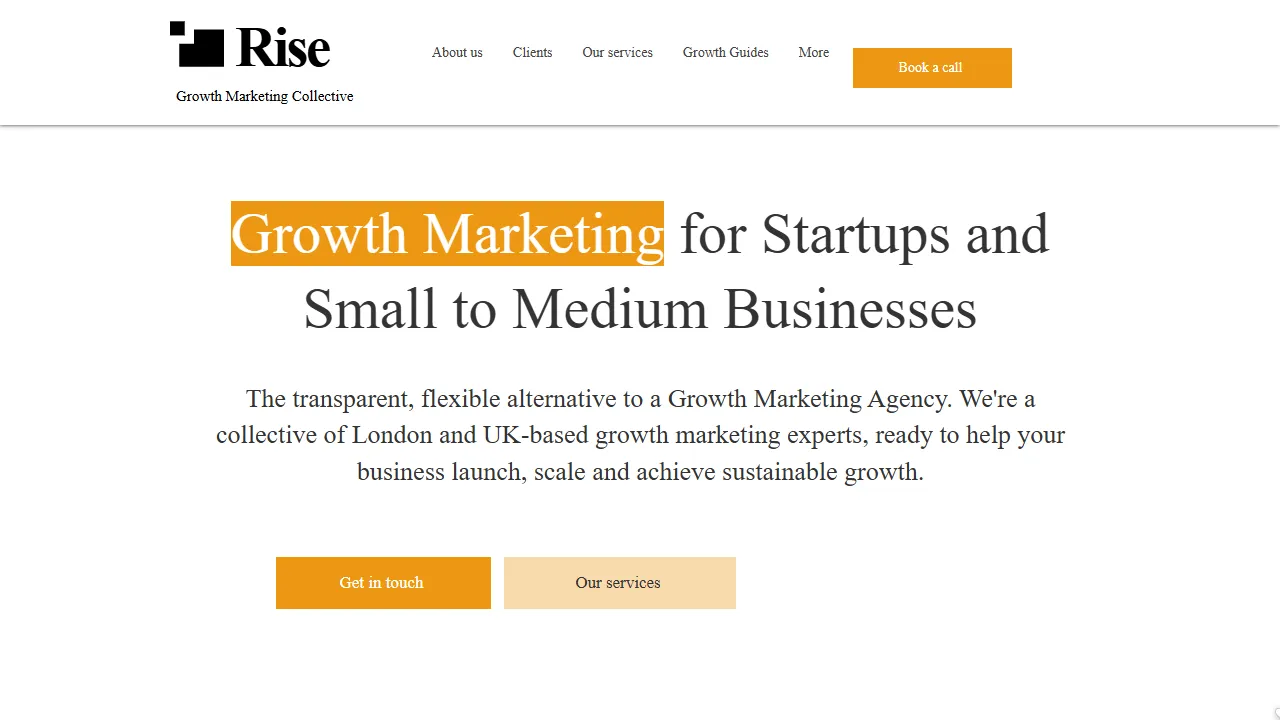 Screenshot of Rise - Growth Marketing Collective